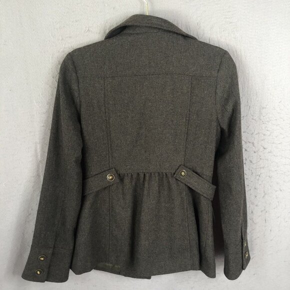 Anthropologie Tabitha Jacket Womens 6 Grey Wool Blend Ruffles Whimsigoth - Picture 4 of 16